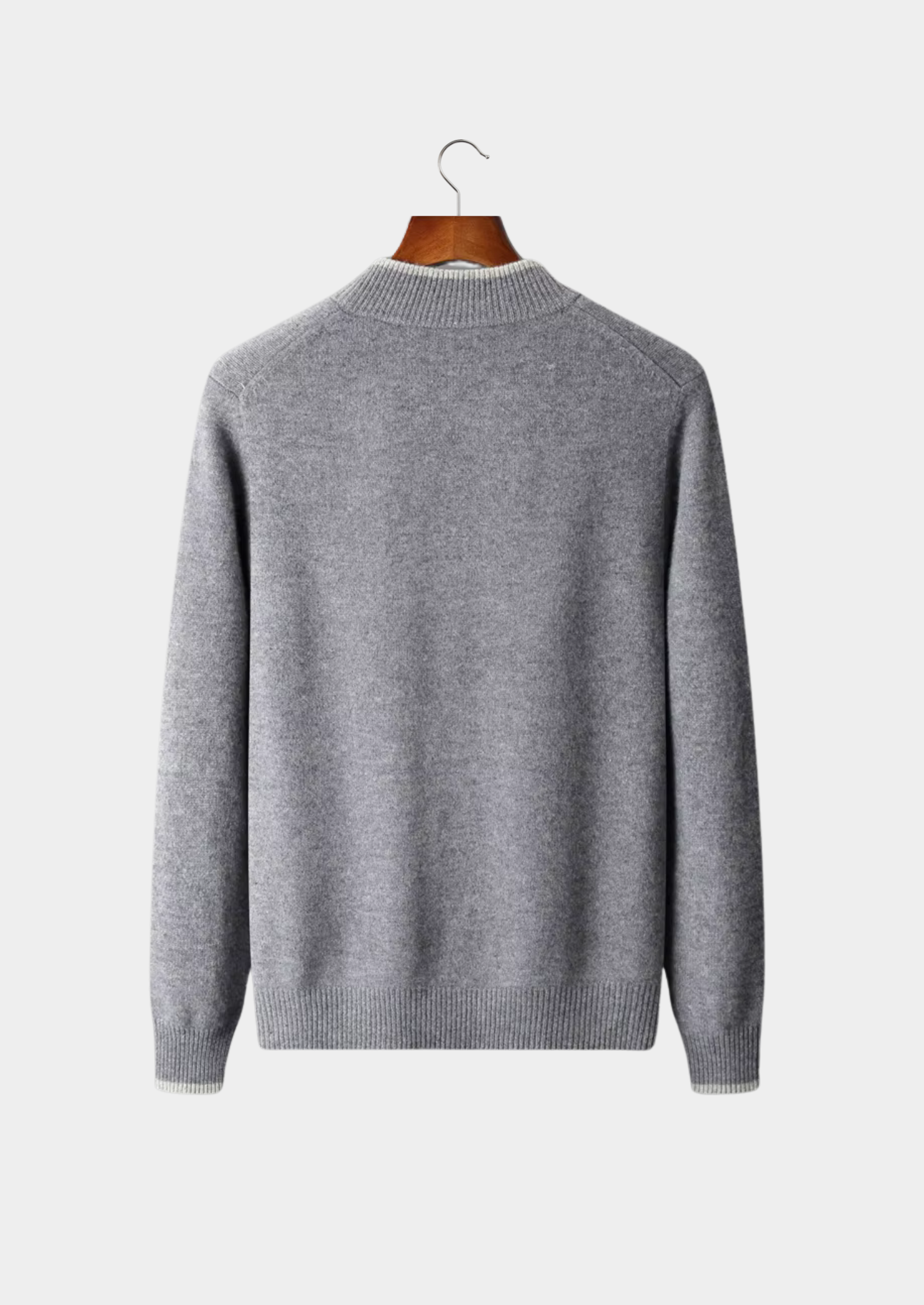 Merino Knit Cardigan with Zipper and Two-Tone Design