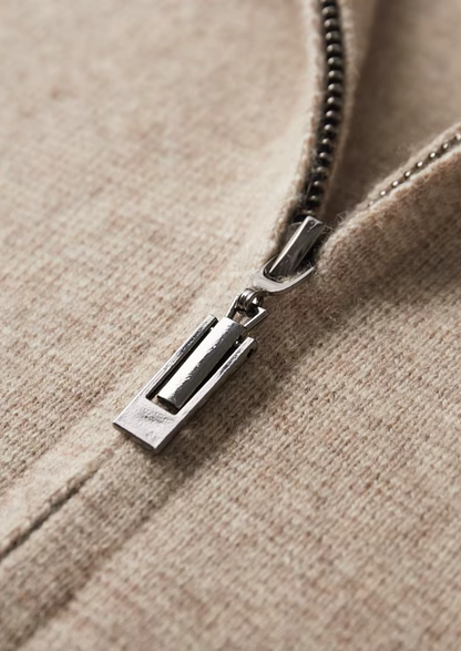 Extra-Fine Merino Wool Zipped Polo Knit Jacket