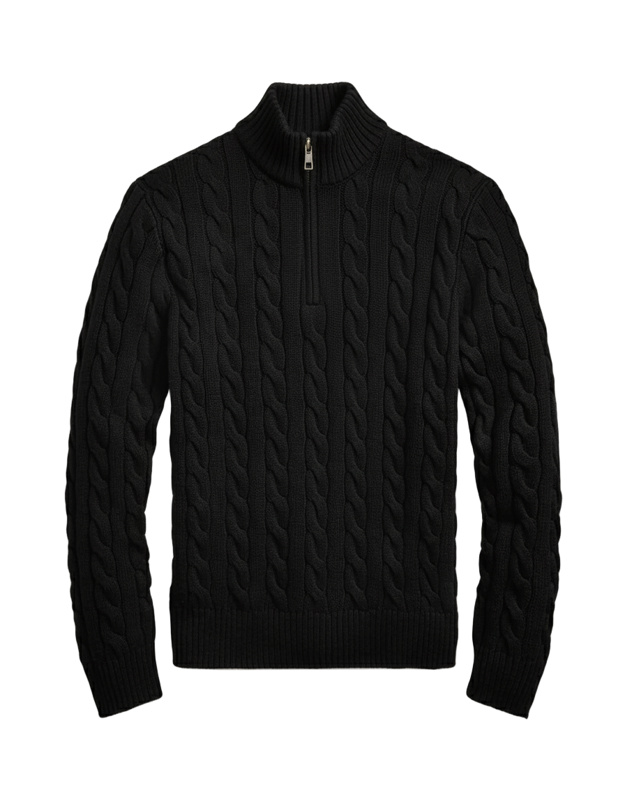 Cotton Knit Half-Zip Sweater 