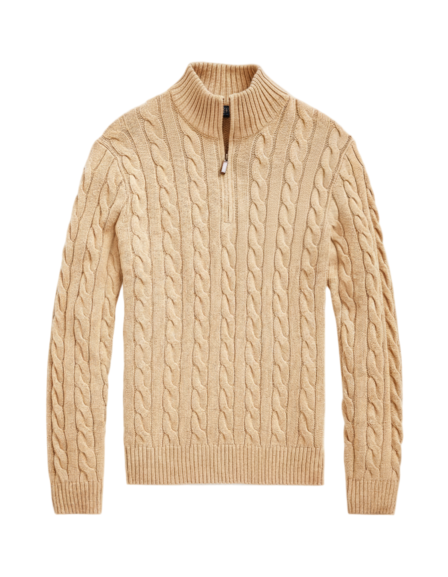 Cotton Knit Half-Zip Sweater 