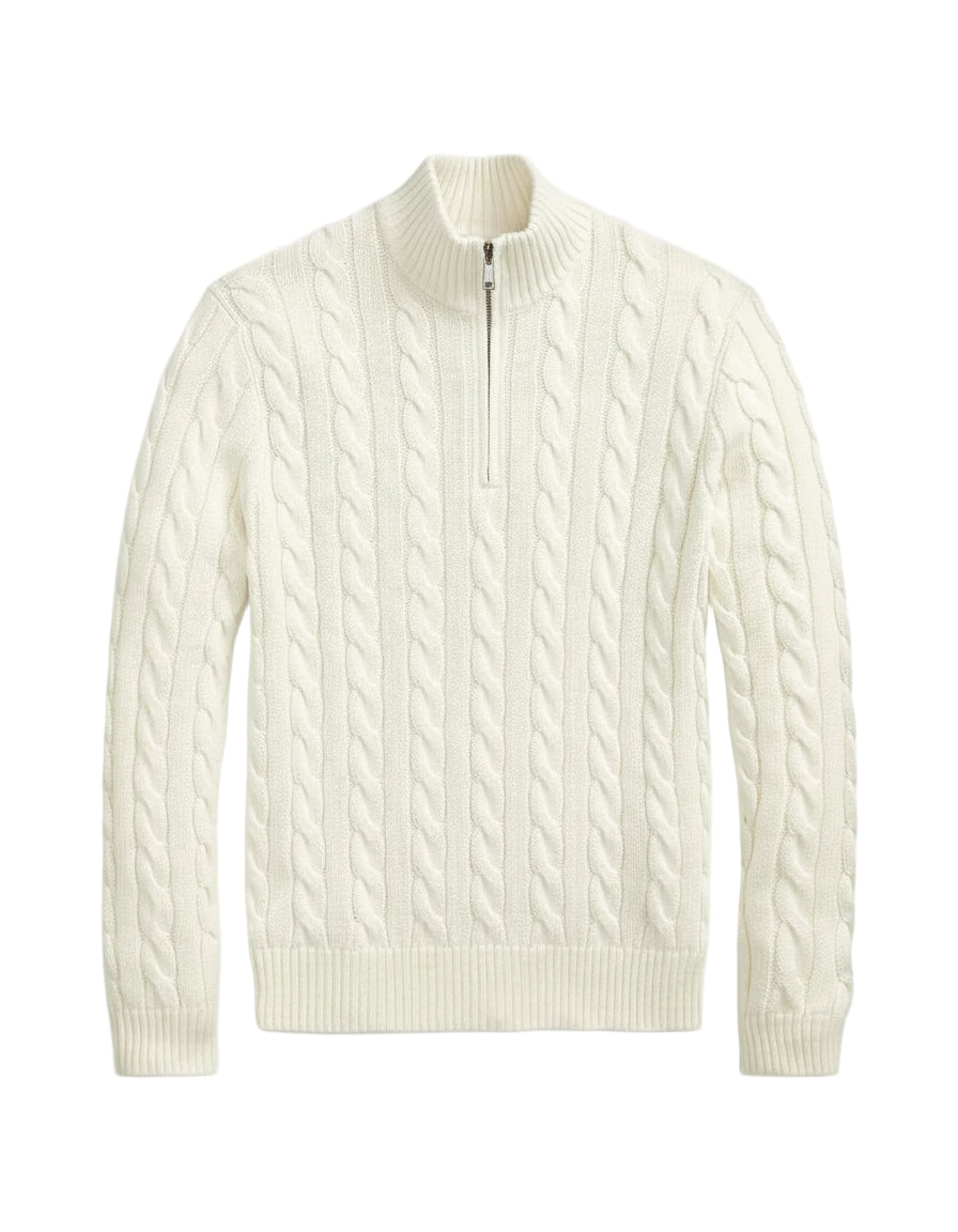 Cotton Knit Half-Zip Sweater 